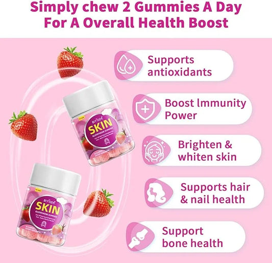 Glutathione Gummies: 1000mg Glutathione/Serving, 100mg Marine B12, Folic Extract.60 Gummies,30 Gummies,30 Day