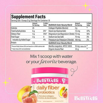 Daily Fiber Supplement Powder with Collagen, Probiotics & Electrolytes | Supports Digestive Health, Gut Balance & Debloati...