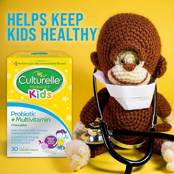 Culturelle Kids Probiotic + Complete Multivitamin Chewable For Kids, Ages 3+, 30 Count, Digestive Health, Oral Health & Im...