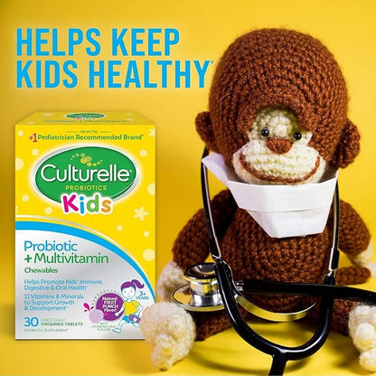 Culturelle Kids Probiotic + Complete Multivitamin Chewable For Kids, Ages 3+, 30 Count, Digestive Health, Oral Health & Im...