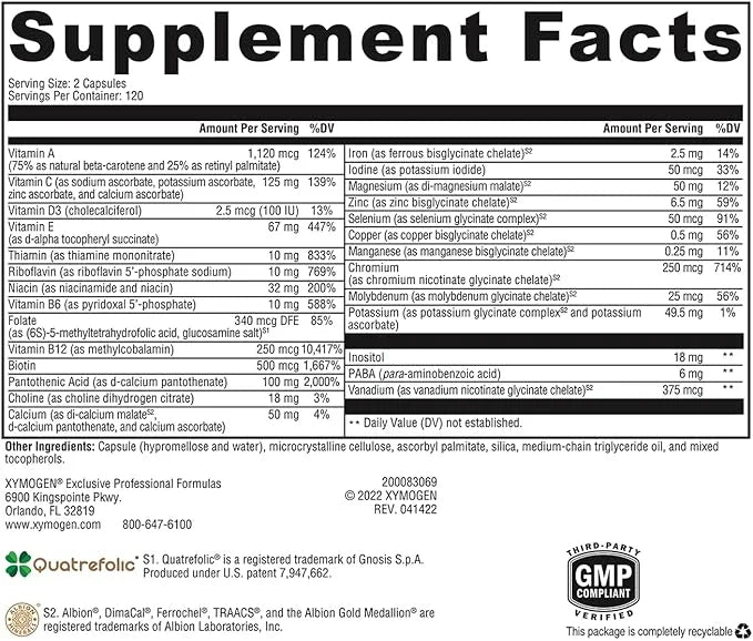 XYMOGEN ActivNutrients with Iron and Copper (240 Capsules)