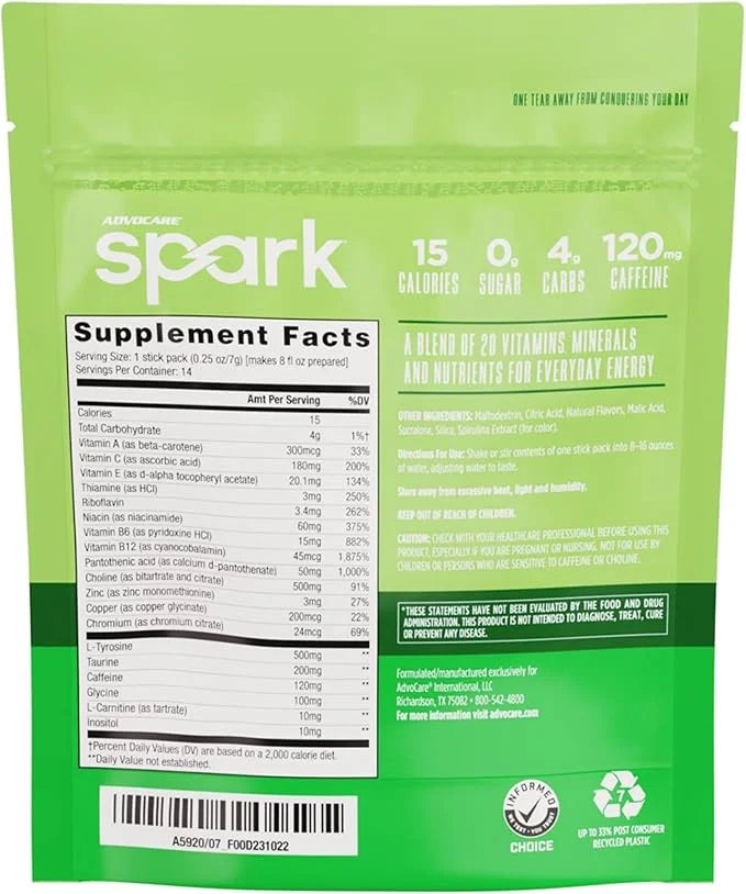 AdvoCare Spark Vitamin & Amino Acid Supplement - Focus & Energy Drink Powder Mix with Vitamin A, B-6, C & E - Also Include...