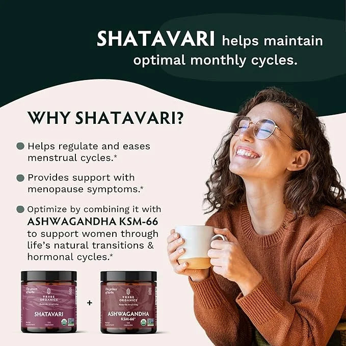 TRIBE ORGANICS Organic Shatavari Herbal Supplement - Hormonal Balance | Women’s Reproductive Health | Lactation | Immune &...
