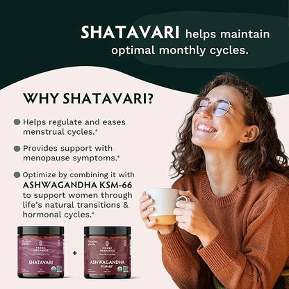 TRIBE ORGANICS Organic Shatavari Herbal Supplement - Hormonal Balance | Women’s Reproductive Health | Lactation | Immune &...