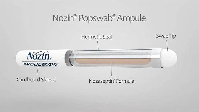 Nozin® Nasal Sanitizer® Antiseptic Popswab® Ampules 10ct Pack 99.99% of 62%