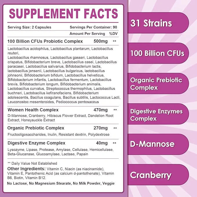 Probiotics for Women Digestive Health, 100 180 Veggie