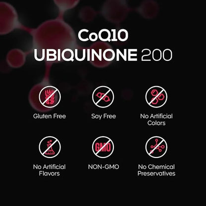 Intelligent Labs CoQ10 Ubiquinone 200mg Softgels | Coenzyme Q10 with MCT Oil for Max Absorption | Soy, Sugar, Gluten, and ...