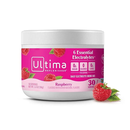 Ultima Replenisher Daily Electrolyte Powder Drink Mix – Raspberry, 30 Servings – Hydration Powder with 6 Key Electrolytes ...