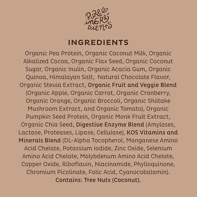 KOS Vegan Protein Powder Erythritol Free, Chocolate 28 Servings