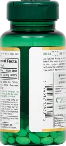Nature's Bounty Biotin, Vitamin Supplement, Supports 5000 mcg, 72 Softgels