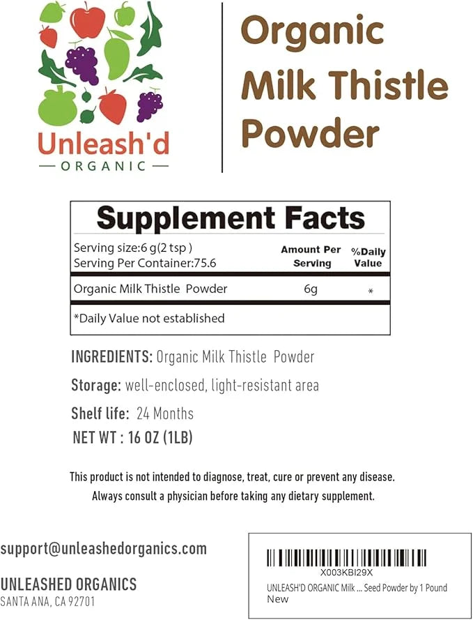 UNLEASH'D ORGANIC Milk Thistle Powder 1