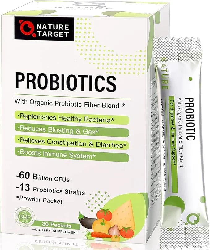 NATURE TARGET Probiotics for Women-Men-Kids Probiotic 60 Billion 13 Strains 30 Packets