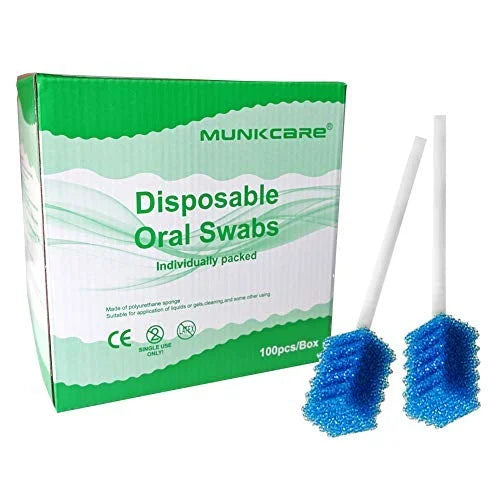Oral Care Swabs Disposable- Blue 100 Counts - Product Image
