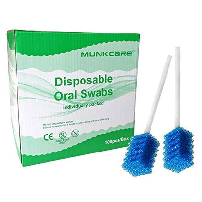 Oral Care Swabs Disposable- Blue 100 Counts - Product Image
