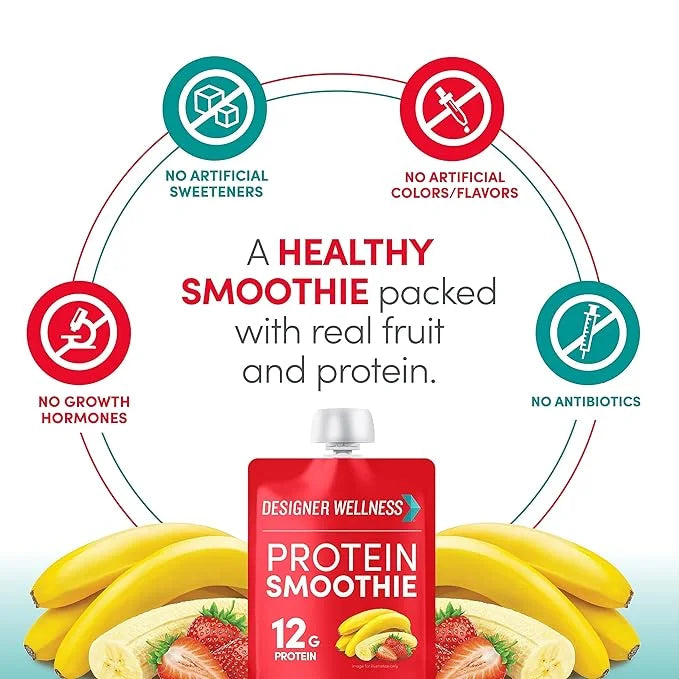 Designer Wellness Protein Smoothie, Real Fruit, 12g Protein, Low Carb, Zero Added Sugar, Gluten-Free, Non-GMO, No Artifici...