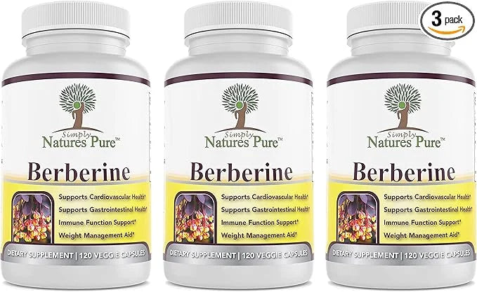 Simply Natures Pure Premium Berberine HCl 500mg - 120 Capsules - Cardiovascular Gastrointestinal Immune Support - Chromium...