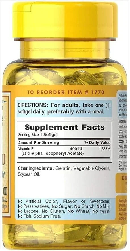 Puritan's Pride Vitamin E-400 Iu Softgels, 100 Count