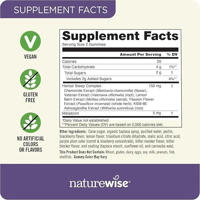 NatureWise Melatonin Gummies 5mg + 180 Gummies[3-Month Gummies[3-Month Supply]