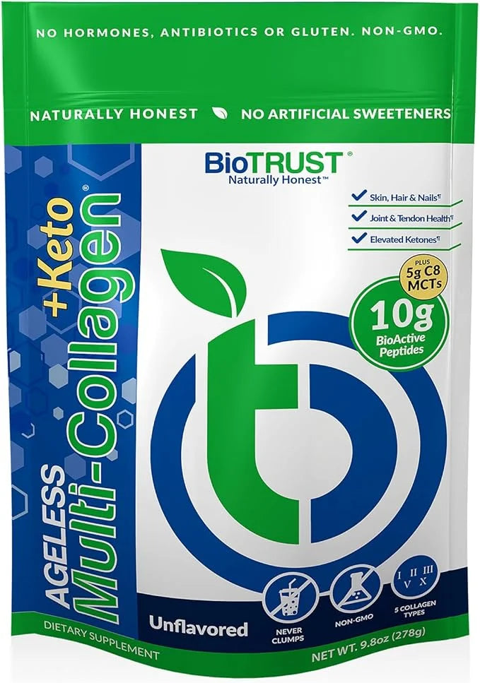 BioTrust Multi Collagen Protein Powder + Keto MCT Oil – 5 Types (I, II, III, V, X) & 100% Caprylic Acid C8 - Support Eleva...
