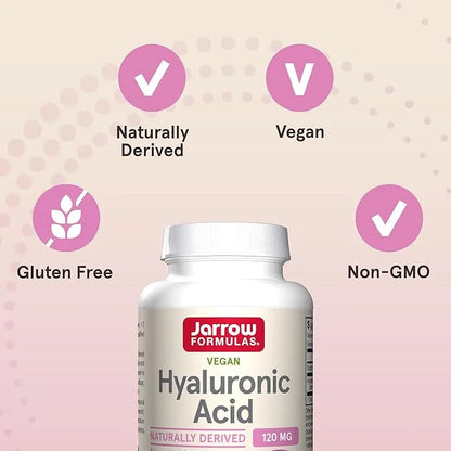 Jarrow Formulas® Hyaluronic Acid 120 mg, Dietary Supplement, Skin Health Support, 120 Veggie Capsules, Up to 60 Day Supply...