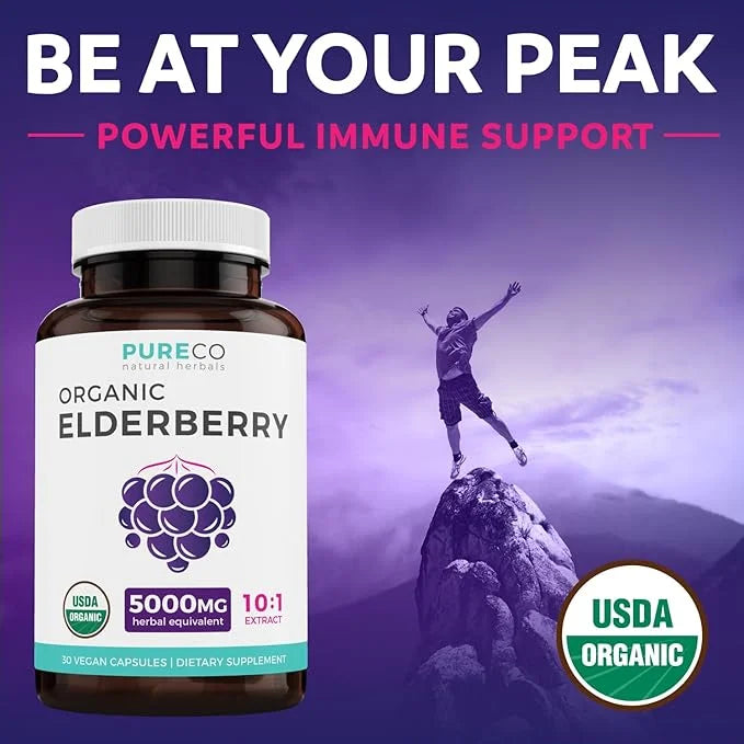 Organic Elderberry Capsules 10:1 Extract 5,000mg of 30 Caps