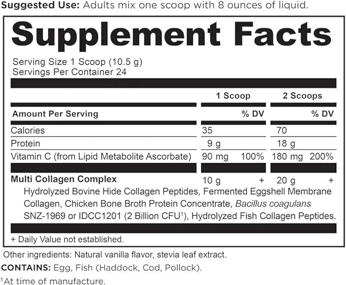 Ancient Nutrition Hydrolyzed Collagen Peptides Powder with Probiotics, Vanilla Multi Collagen Protein for Women and Men wi...