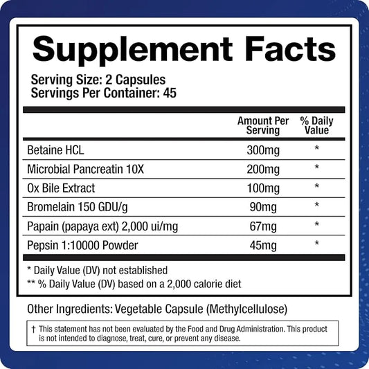 Digestive Enzymes Supplement (90 Capsules) Support Digestion