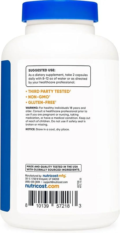Nutricost Korean Ginseng 1000mg Serving, 240 Capsules 1000mg Potent 500mg Per