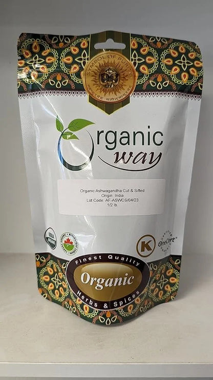 Organic Way Ashwagandha Root Cut & (1/2LBS / 8Oz.)