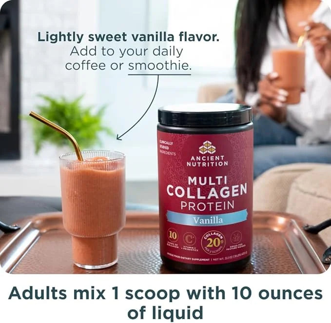 Ancient Nutrition Collagen Powder Protein with Probiotics, Multi Collagen Protein with Vitamin C, Hydrolyzed Collagen Pept...