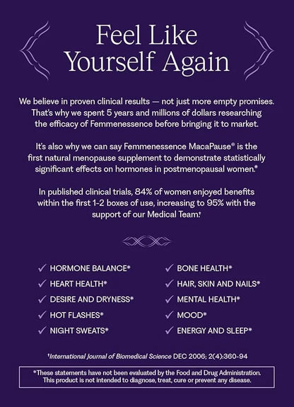 Femmenessence MacaPause – Clinically Proven for Post Menopause, Natural Hormone Balance Supplements for Women, Bone and He...