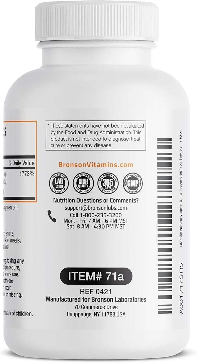 Bronson Natural Vitamin E Complex 400 100 Softgels