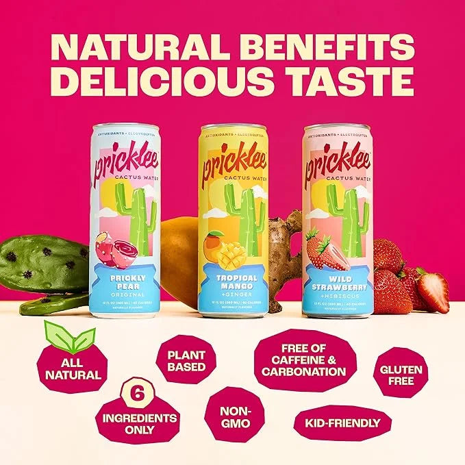 Cactus Water Variety 12 Pack - Made From Prickly Pear - Added Natural Antioxidants & Electrolytes For Hydration, Immunity,...