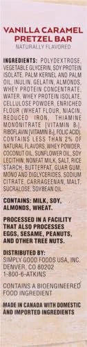 Atkins Vanilla Caramel Pretzel Protein Meal Bar, High Fiber, 2g Sugar, 4g Net Carbs, Meal Replacement, Keto Friendly, 5 Co...