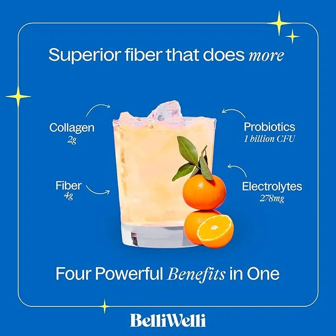 Daily Fiber Supplement Powder with Collagen, Probiotics & Electrolytes | Supports Digestive Health, Gut Balance & Debloati...