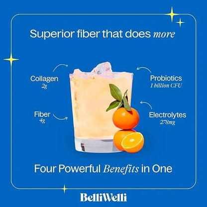 Daily Fiber Supplement Powder with Collagen, Probiotics & Electrolytes | Supports Digestive Health, Gut Balance & Debloati...