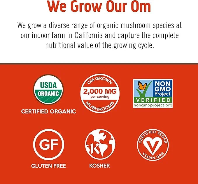 Om Mushroom Superfood Morning Energy Blend 10 Count, D2, Agaricus