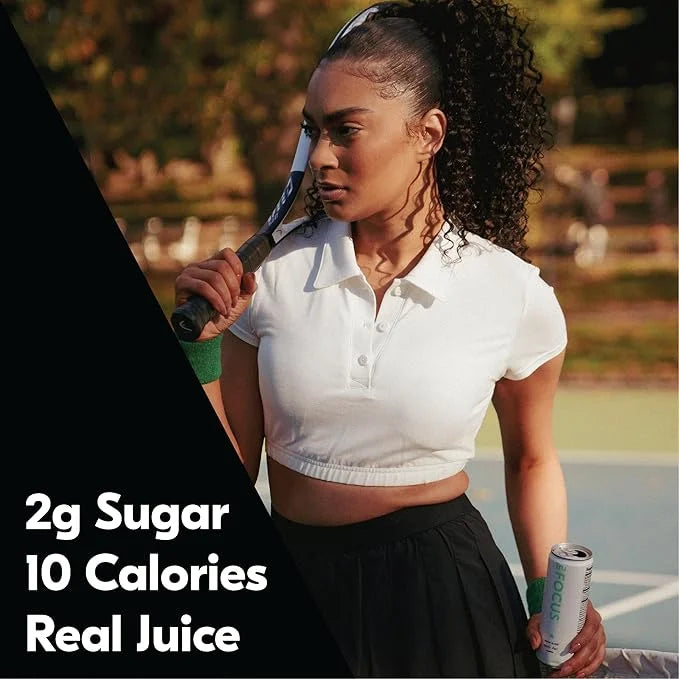Tru Focus Seltzer, Adaptogen Nootropic Drink with Yerba Mate, Apple Flavor, Sparkling Water, 100mg Natural Caffeine, Koshe...