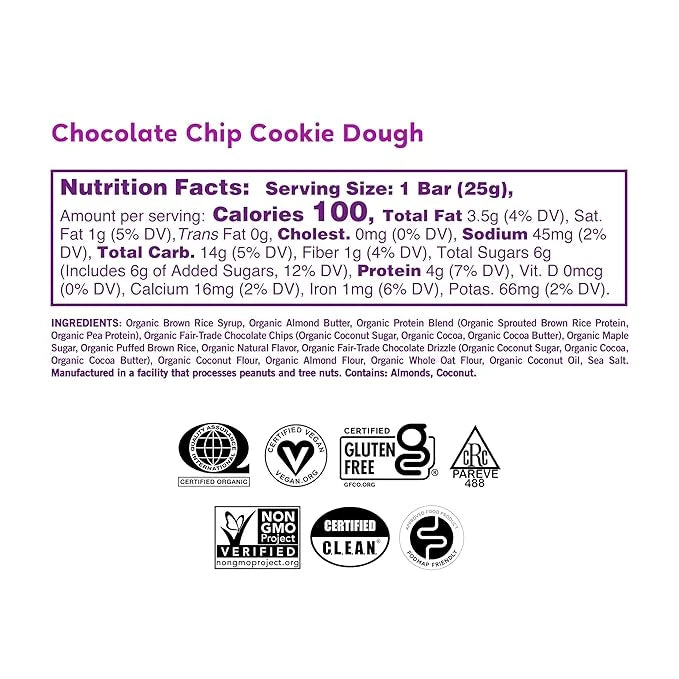 GoMacro Kids MacroBar Organic Vegan Snack Bars - Chocolate Chip Cookie Dough (0.90 Ounce Bars, 7 Count) (Pack of 2) - Prod...