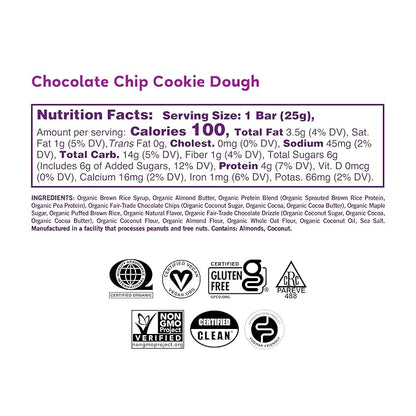GoMacro Kids MacroBar Organic Vegan Snack Bars - Chocolate Chip Cookie Dough (0.90 Ounce Bars, 7 Count) (Pack of 2) - Prod...