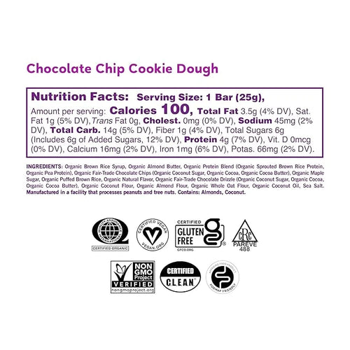GoMacro Kids MacroBar Organic Vegan Snack Bars - Chocolate Chip Cookie Dough (0.90 Ounce Bars, 7 Count) (Pack of 2) - Prod...