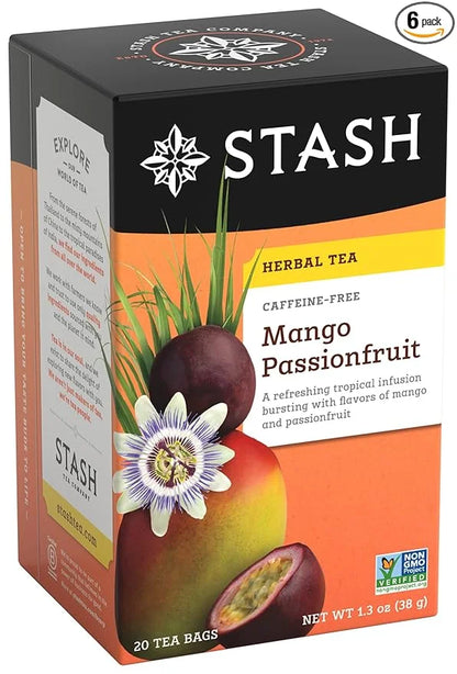 Stash Tea Mango Passionfruit Herbal Tea - Naturally Caffeine Free, Non-GMO Project Verified Premium Tea with No Artificial...