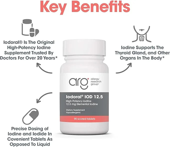 Optimox Iodoral 12.5mg Supplement – Iodine for Thyroid Support, Potassium Iodide Tablets, Lugol Solution, Daily Vitamins &...