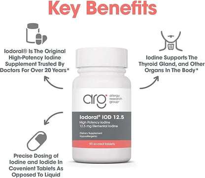 Optimox Iodoral 12.5mg Supplement – Iodine for Thyroid Support, Potassium Iodide Tablets, Lugol Solution, Daily Vitamins &...