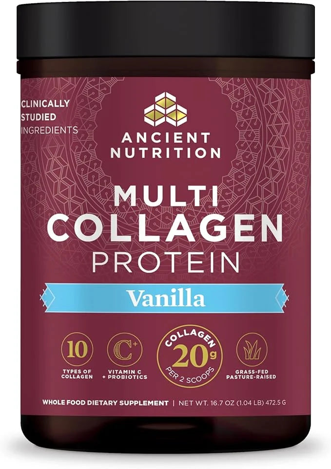 Collagen Powder Protein by Ancient Nutrition, Multi Collagen Vanilla Protein Powder, 45 Servings, with Vitamin C, Hydrolyz...