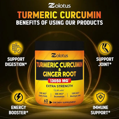 6 in 1 Turmeric Curcumin + 95% Curcuminoids, 13050mg, with 60 Capsules
