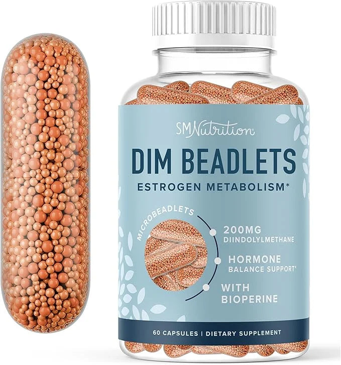 DIM Supplement 200 mg for Hormone Balance | Delayed-Release Microbeadlets | Estrogen Balance for Women & Men, Hormonal Acn...