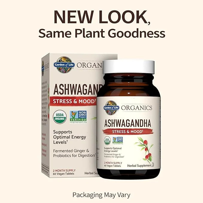 Garden of Life Organics Ashwagandha Stress, 2 Month 60 Tablets