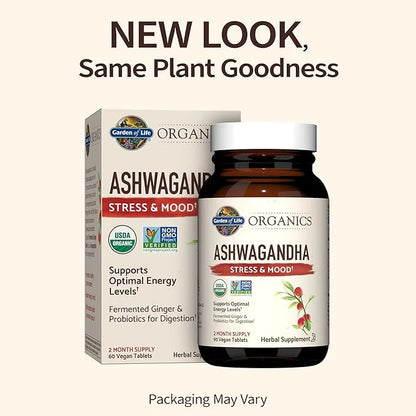 Garden of Life Organics Ashwagandha Stress, 2 Month 60 Tablets