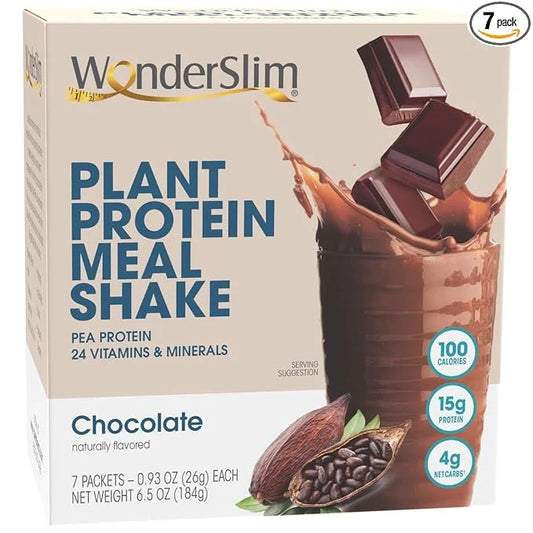 WonderSlim Plant Based Meal Replacement Shake, Chocolate, 15g Protein, Keto Friendly & Low Carb, Low Sugar, Gluten, Soy, &...